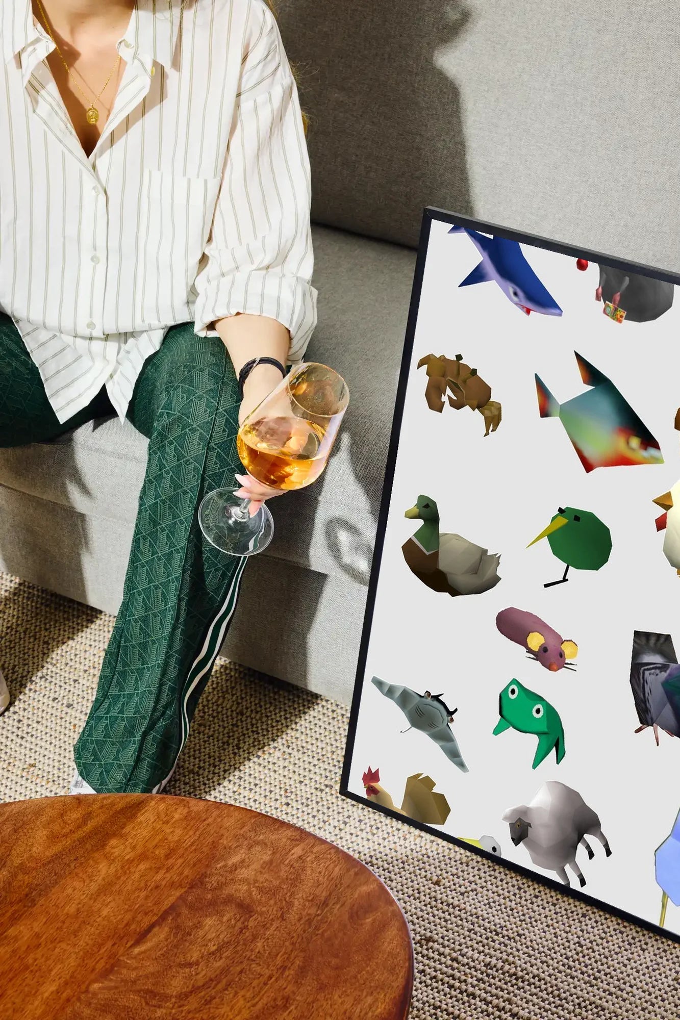 Whimsical Poly Grid - drinkglass-sofa