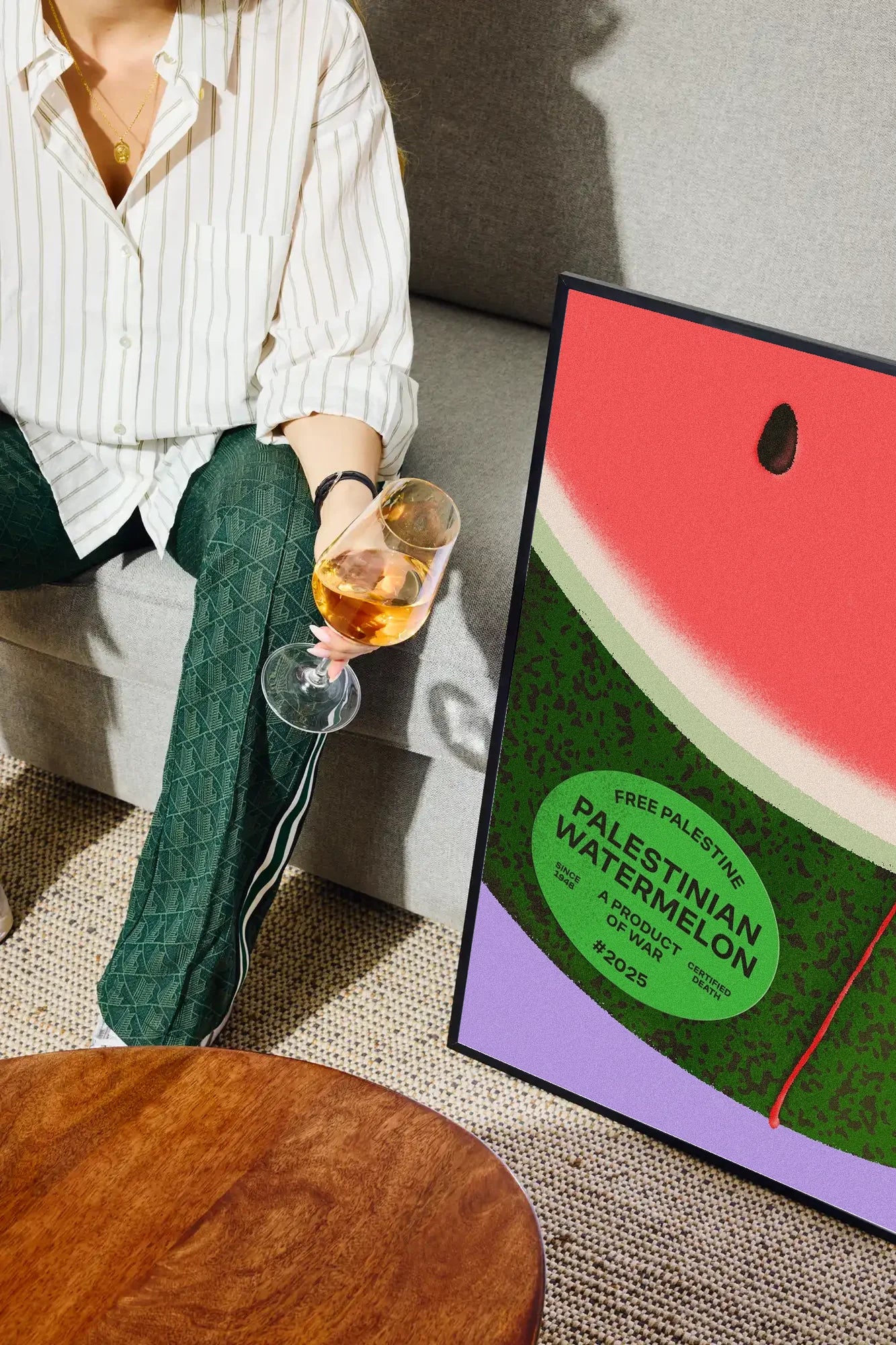 Pink Fruit of Conflict - drinkglass-sofa
