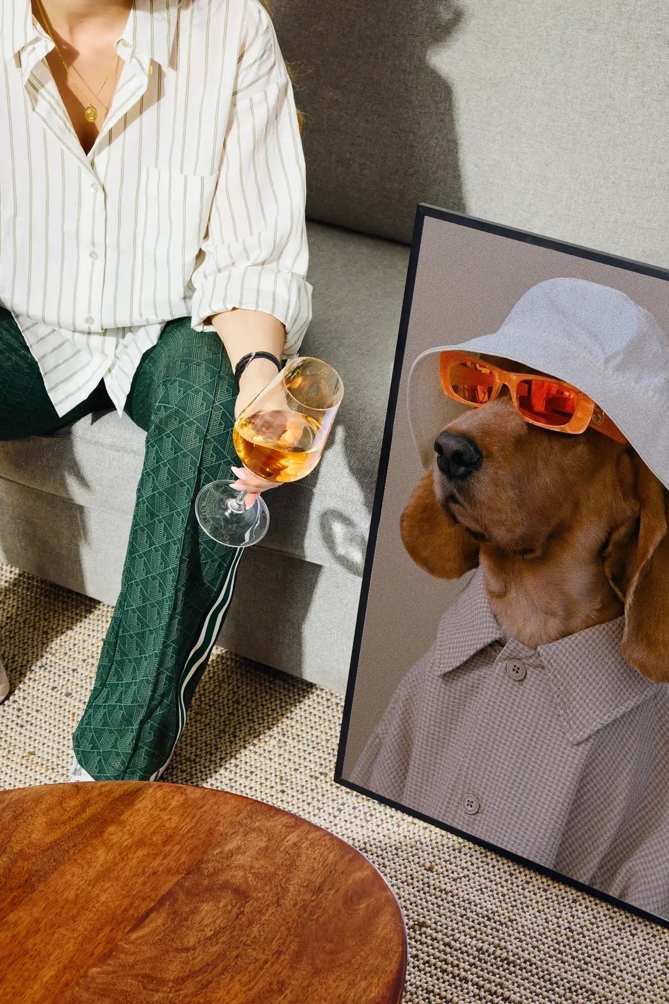 Doggy Checkered - drinkglass-sofa