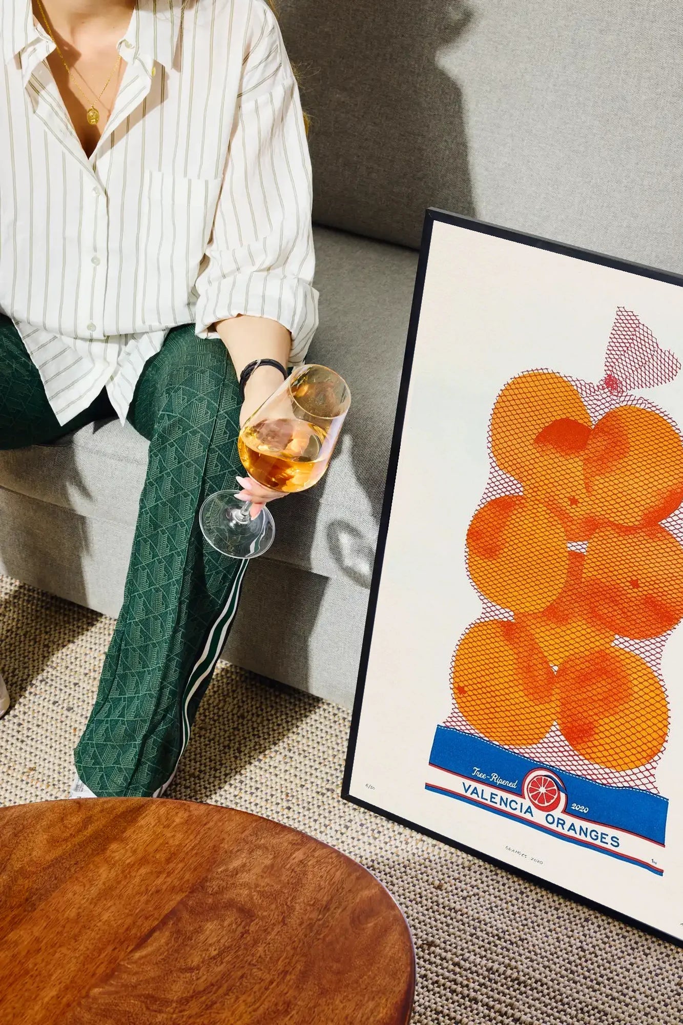 Orange Grid - drinkglass-sofa