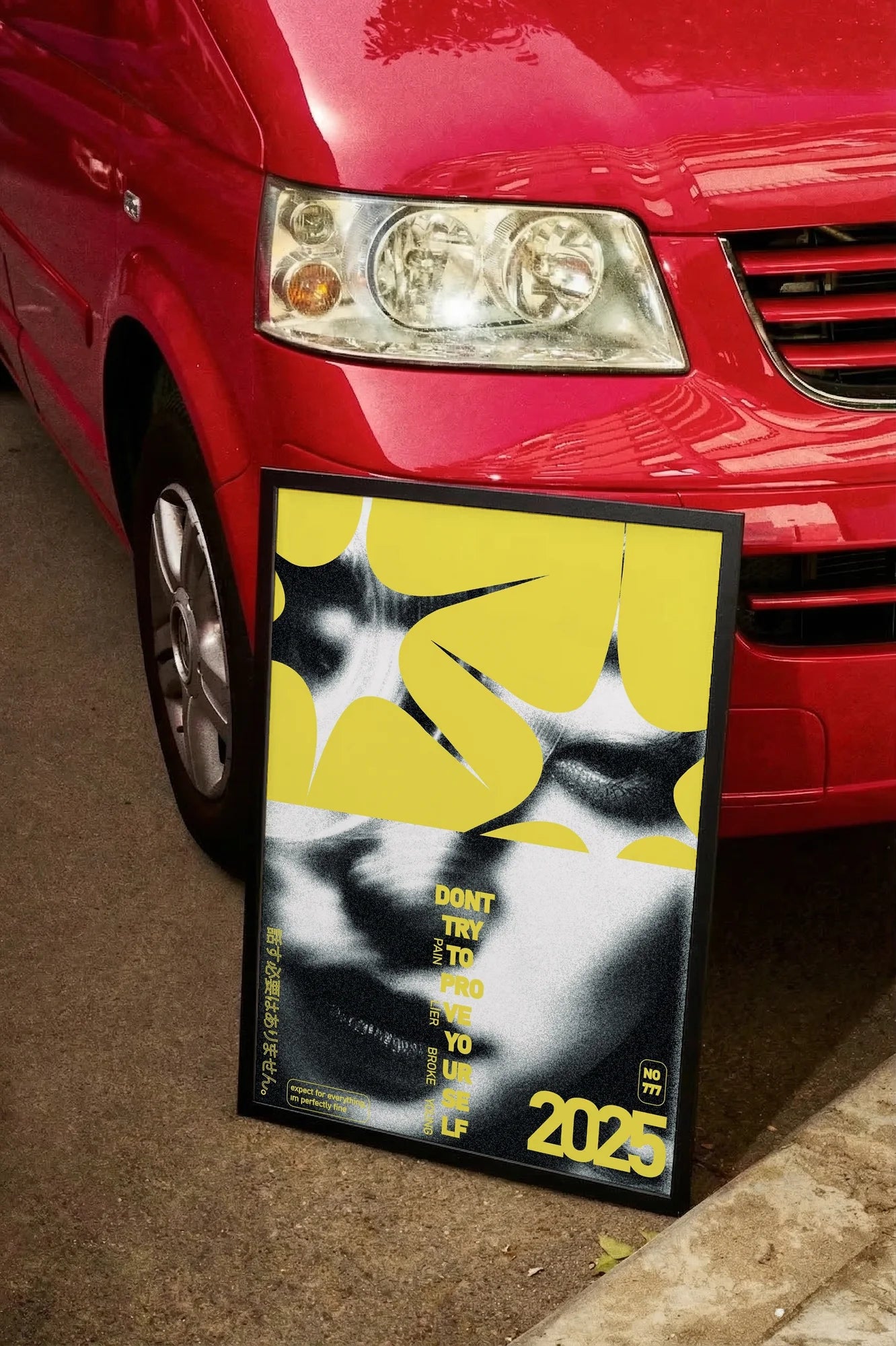 Yellow Fractured Mirror - carmockup