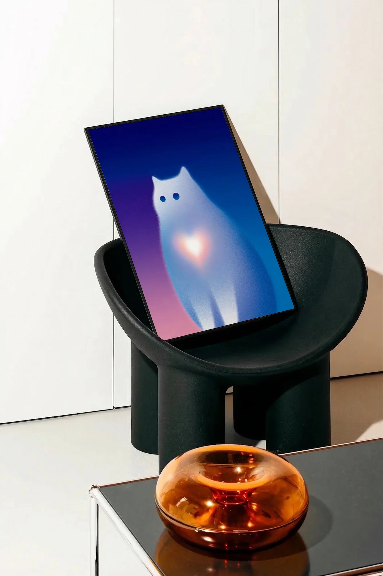 Glowing Feline Serenity - onchair