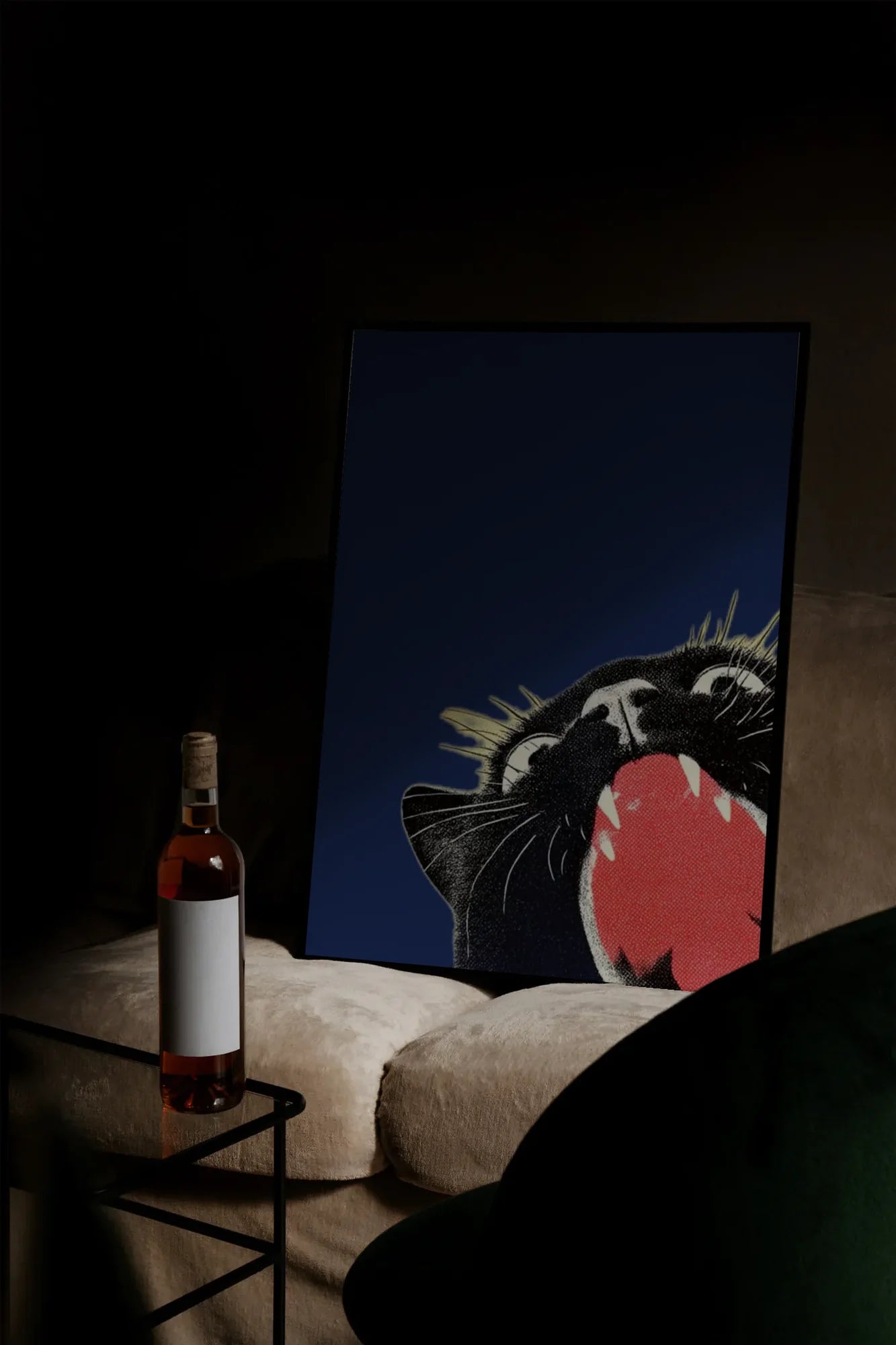 Red-Mouthed Ink Cat - mockupsofa-dark