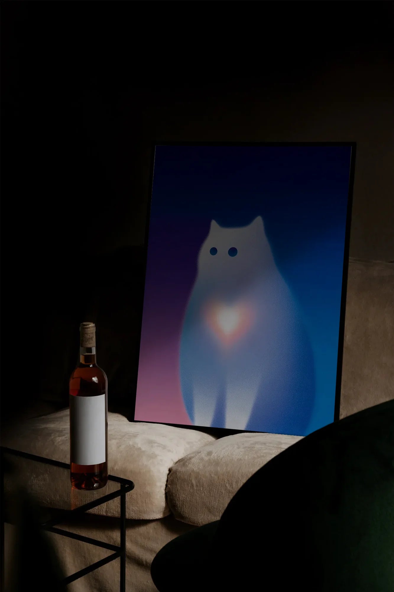 Glowing Feline Serenity - mockupsofa-dark
