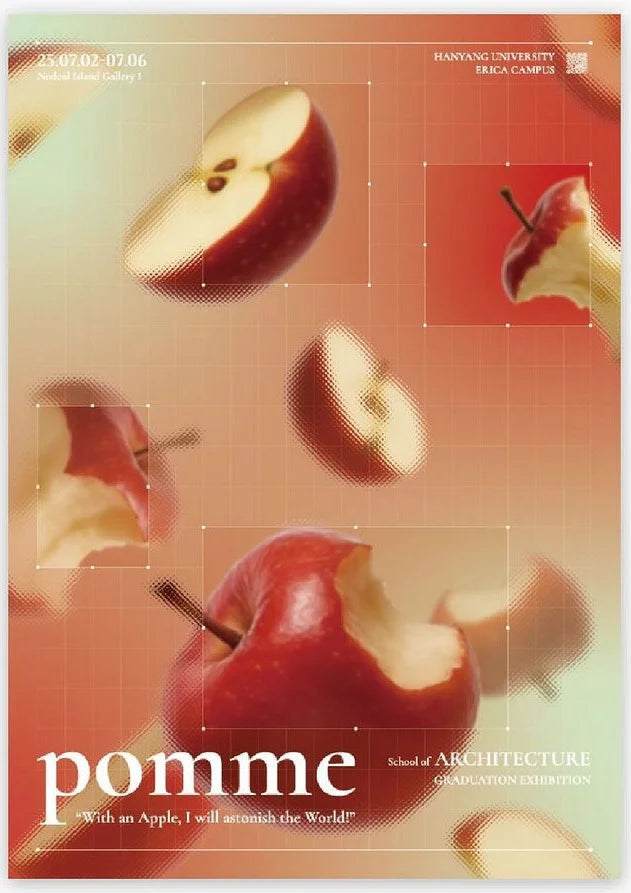 Floating crimson fruits slice through a peach-orange dawn, modern graphic art capturing fresh vitality and dynamic composition.