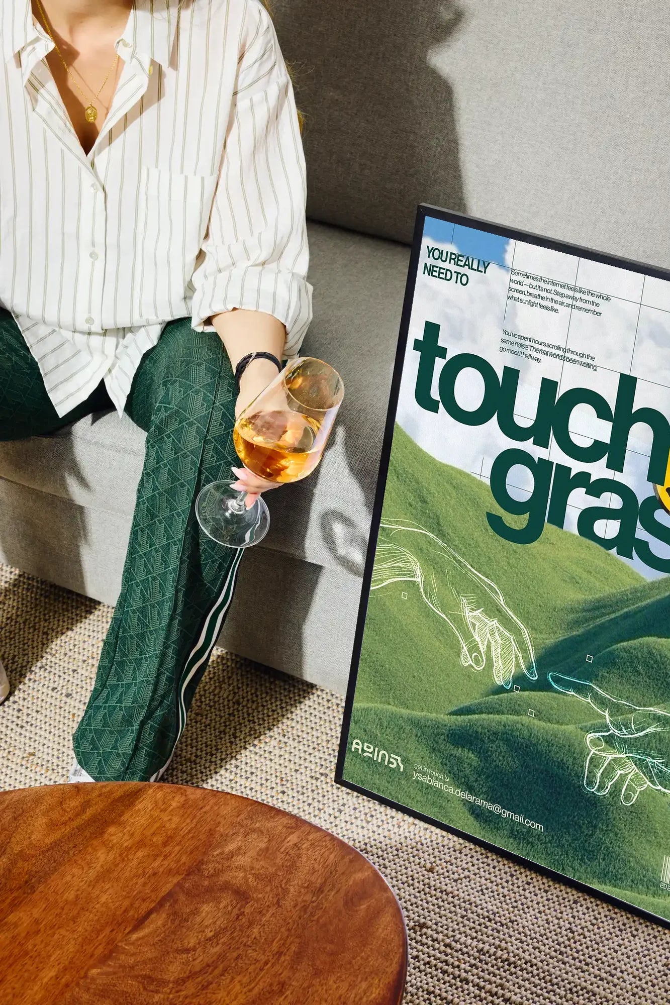 Reaching for Green - drinkglass-sofa
